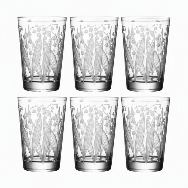 French Country ARTEL Lily of the Valley Tumbler in Clear, Set of 6 For Sale - Image 3 of 3