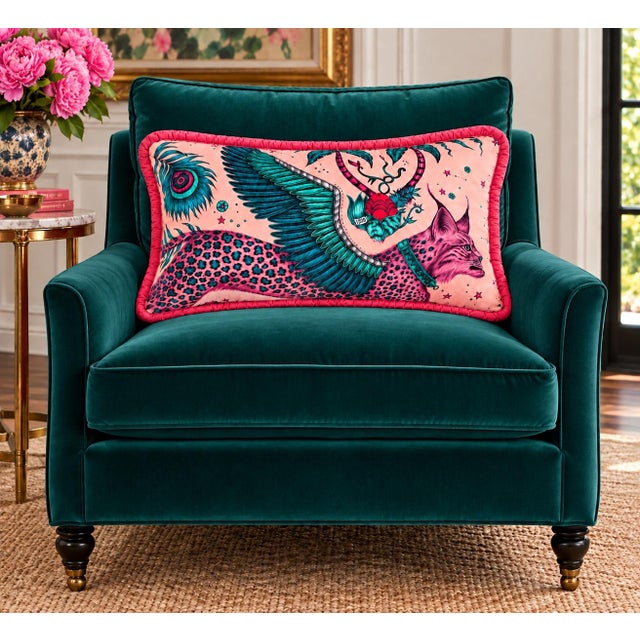 Mary Street Lumbar Pillow in Emma Shipley Winged Lynx Velvet For Sale - Image 4 of 4