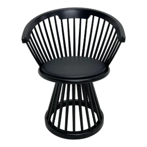 Tom Dixon Black Fan Dining Chair With Leather Seat Pad