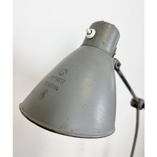 Gray Large Grey Industrial Workshop Table Lamp, 1960s For Sale - Image 8 of 18