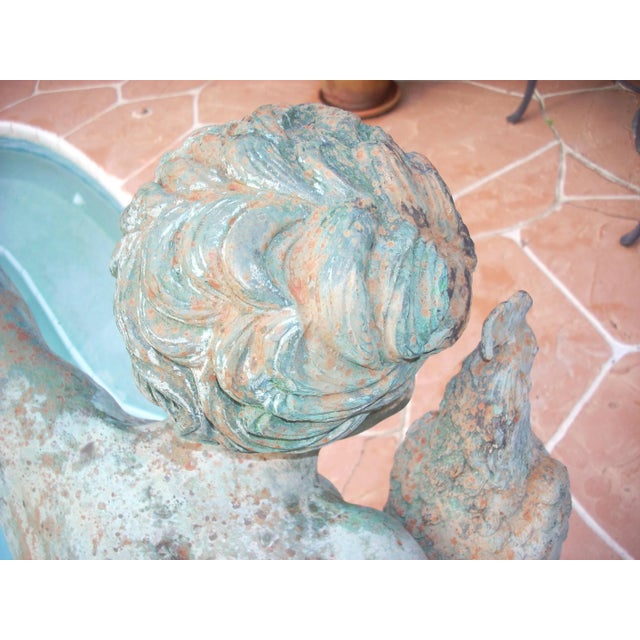 Early 20th Century Vintage Idyllic Metal Garden Cherub Statue For Sale - Image 10 of 11