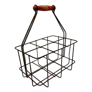 Antique French Bottle Carrier W/Red Handle