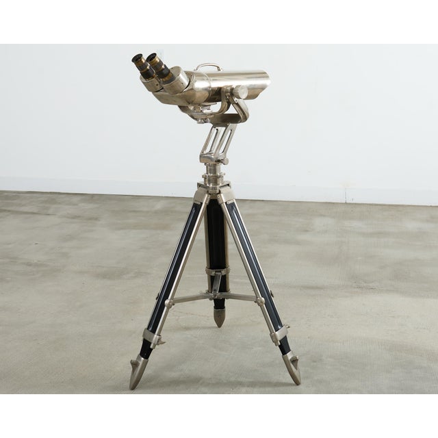 20th Century Wwii Style Anti-Aircraft Binoculars on Stand For Sale - Image 12 of 12