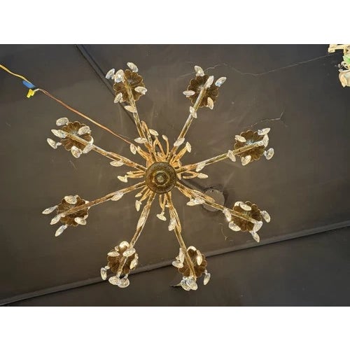 Vintage Brass & Crystal Eight Light French Style Chandelier Pineapple Motif For Sale In Minneapolis - Image 6 of 12