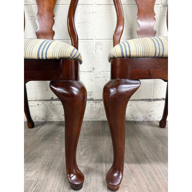 Vintage Queen Anne Style Dining Chairs - Pair For Sale - Image 10 of 11