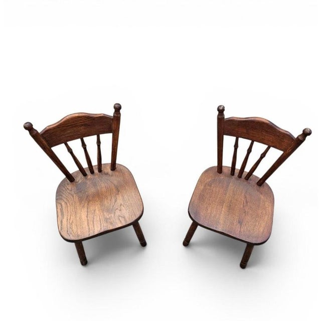 Victorian Oak Children's Stick Back Chairs, 1960s, Set of 2 For Sale - Image 6 of 15