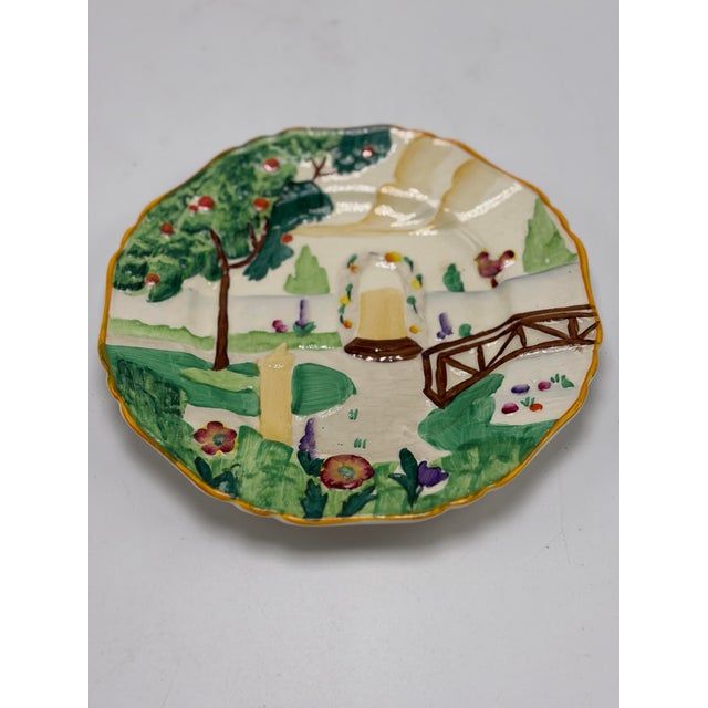 1960s English Ceramic Folk Art Plate For Sale - Image 5 of 7