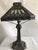 1920a Ornate Iron Leaded Glass Table Lamp For Sale - Image 4 of 11