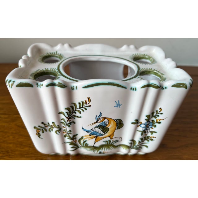 French Faience Tulipiere-Flower Vase-Lallier a Moustiers-Signed For Sale - Image 9 of 9