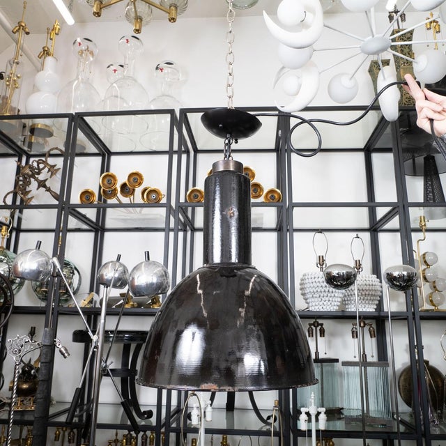 Industrial Style Enameled Pendant Fixture For Sale In New York - Image 6 of 12