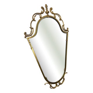 Vintage French Ornate Metal Wall Mirror with Gold Finish For Sale