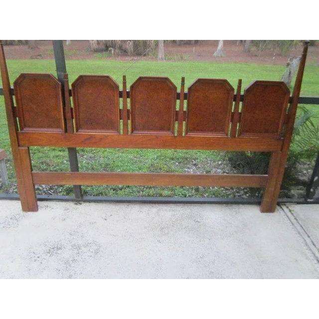 Vintage Mid-Century King Size Headboard Dark Wood Spanish Mediterranean Style For Sale - Image 10 of 13