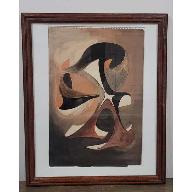 Paint Outsider Art Abstract Gouache Contemporary Painting on Paper- 1981 For Sale - Image 7 of 7