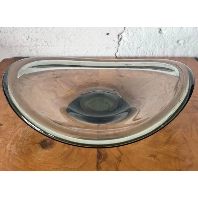 Vintage Per Lutkin for Holmegaard Signed Clear Glass Dish Bowl For Sale - Image 12 of 12