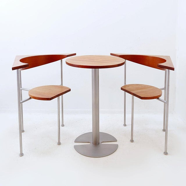 Wood Tea for Two Bistro Set by by Chung Myungchul for Lister Lutyens, 1990s, Set of 3 For Sale - Image 7 of 16