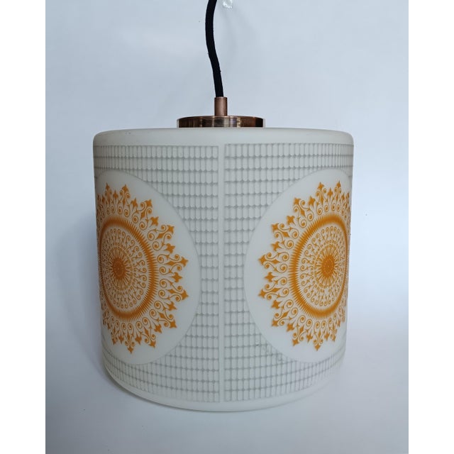 Glass Pendant Lamp, 1970s, in Very Good conditions. Designed 1970 to 1979 Up to 250V (Europe/UK Standard).The wiring of...