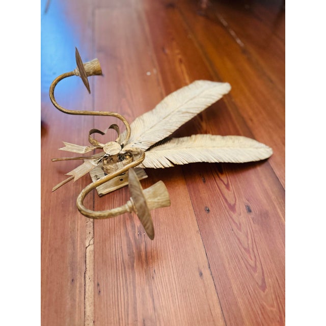 Late 20th Century Late 20th Century Hand Marbled Feather and Bow Candle Scones- a Pair For Sale - Image 5 of 7