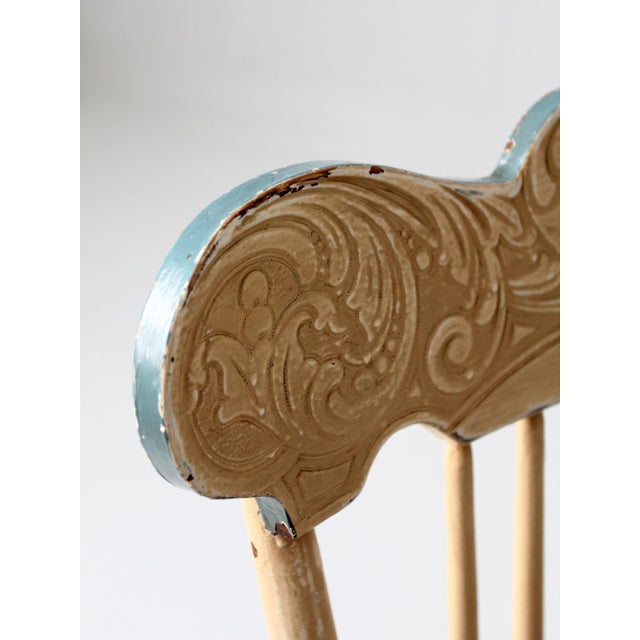 Antique Folk Art Painted Farmhouse Chairs Pair For Sale - Image 17 of 18
