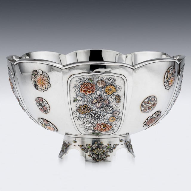 Antique Japanese Meiji Silver and Enamel Bowl, 1900s For Sale - Image 4 of 18