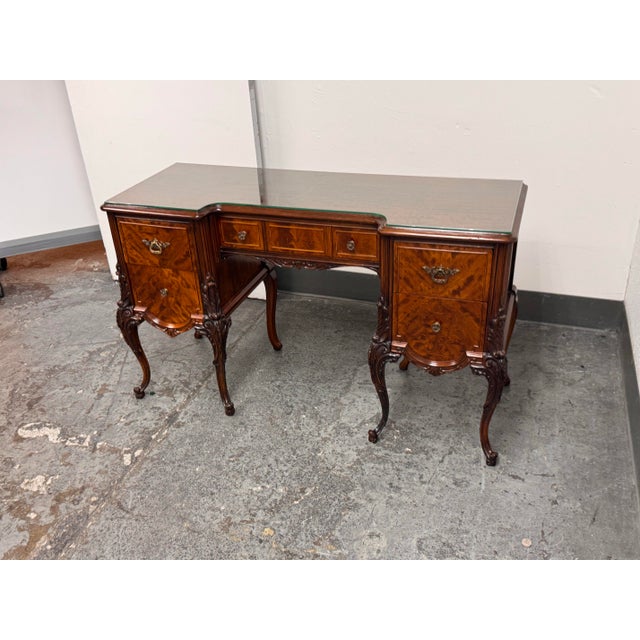 American Tiger Mahogany Desk/Vanity, Circa 1920's For Sale - Image 12 of 12