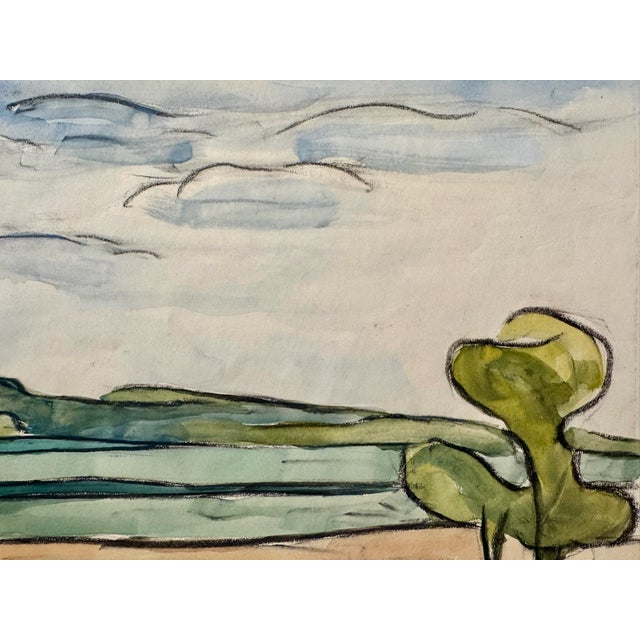 Arts & Crafts Henry Emil Salloch Original Watercolor on Paper Rural Landscape Study, 1930. For Sale - Image 3 of 7