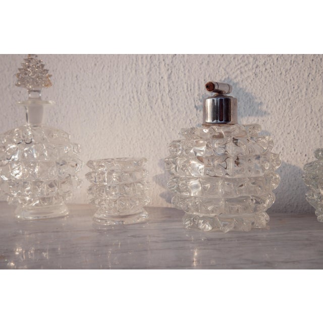 Transparent Set of 4 Ercole Barovier Rostrato Murano Italian Glass Vase for Barovier & Toso, 1940s For Sale - Image 8 of 13