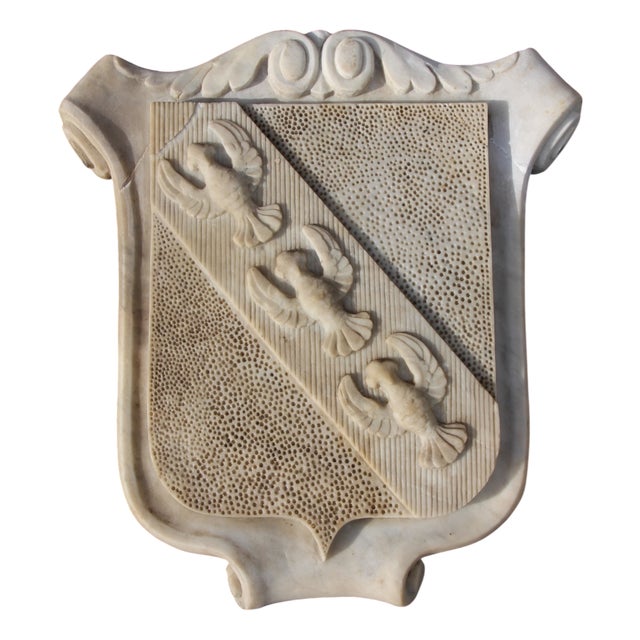 Large Sculpted Marble Coat of Arms of Lorraine, 19th Century For Sale