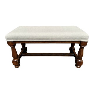 Antique English Upholstered Bench For Sale