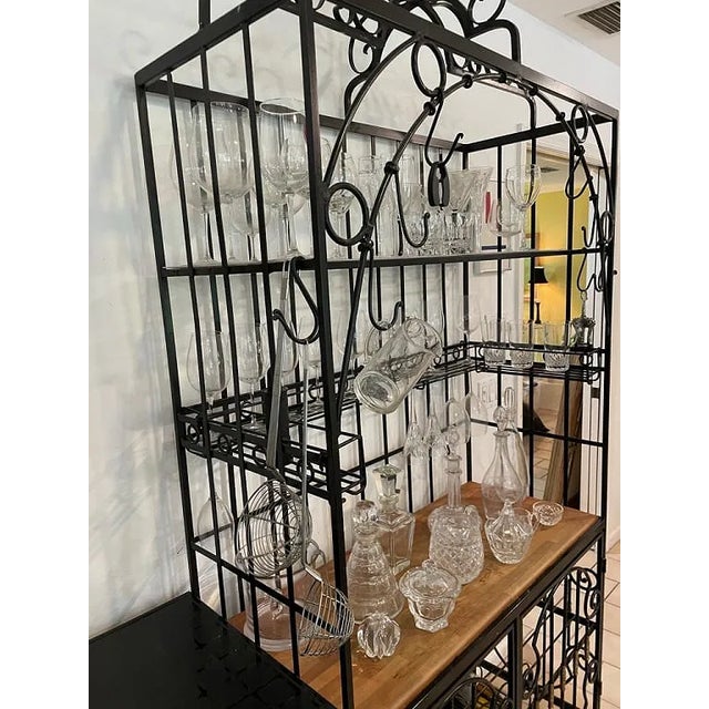 1970sv Large Kitchen Wrought Iron Wine Storage Rack 92" For Sale - Image 4 of 9