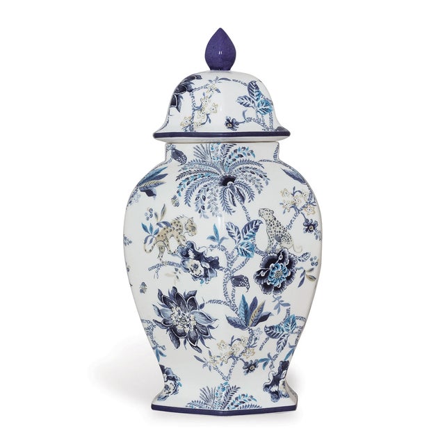 The blue adaptation of a classic Indian chintz resembles linen printed fabric with exotic floral and fauna. Catherine of...