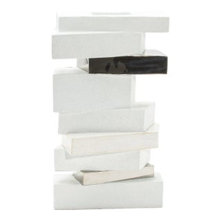 Modern Sculptural Vase in Shagreen With Shell and Stainless Steel Details by Kifu Paris For Sale