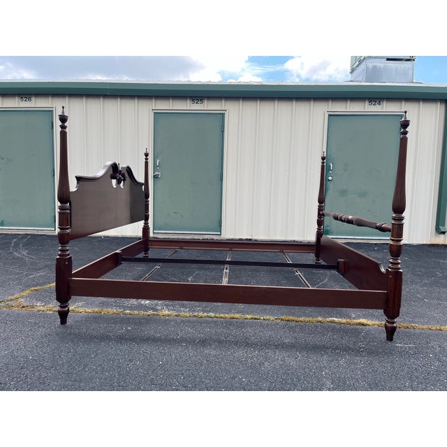 1980s 1980s Ethan Allen Georgian Court Cherry King Poster Bed Frame For Sale - Image 5 of 12