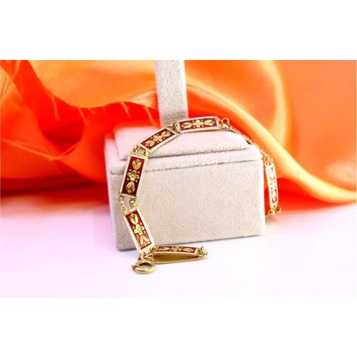 Gold Bracelet with Enamels and Raised Floral Motifs For Sale - Image 3 of 9