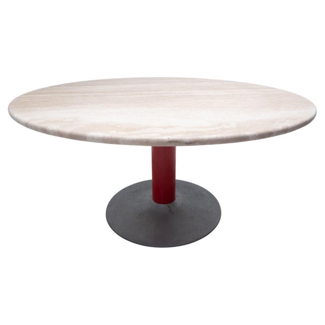 Mid-Century Modern Travertine and Metal Dining Table, Italy, 1960s For Sale - Image 9 of 9