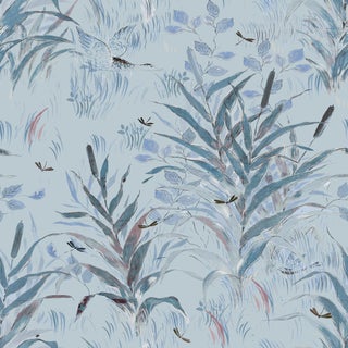 Sample - Les Roseaux Wallpaper by Paule Marrot in Multi Blue For Sale