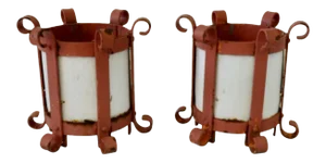 1940s Wrought Iron Plant Stands or Holders - a Pair