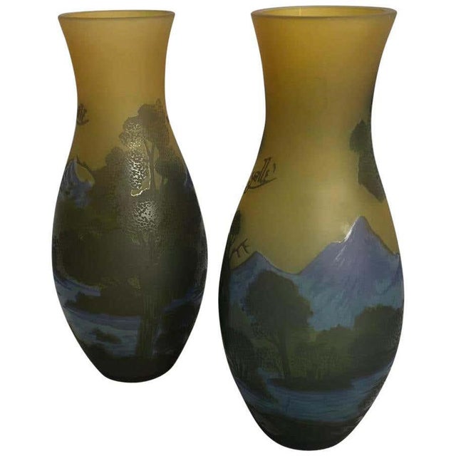 Cameo-Cut Glass Vases, 20th-Century, Set of 2 For Sale - Image 9 of 9