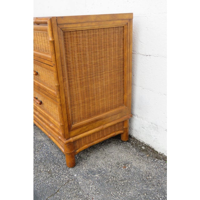 Brown American of Martinsville Hollywood Regency Bamboo Long Sideboard Dresser 6121 For Sale - Image 8 of 16