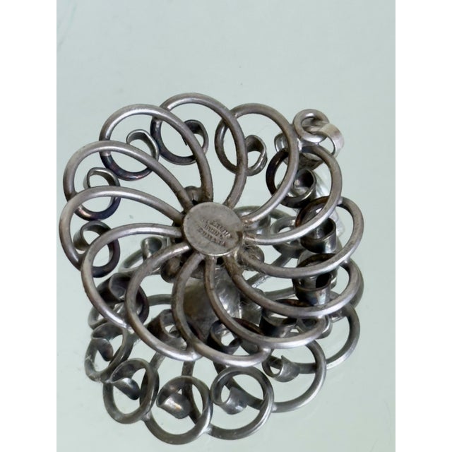 Metal Vintage Mid Century Modern Hans Hansen 925 Sterling Silver Filigree Pendant Necklace, Denmark 1960s For Sale - Image 7 of 10