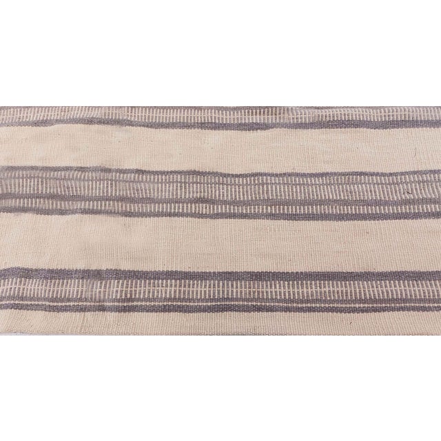 Contemporary Striped Flat Weave Rug by Doris Leslie Blau Size: 13'0" × 12'0" (396 × 365 cm) Color: Beige, Gray This...