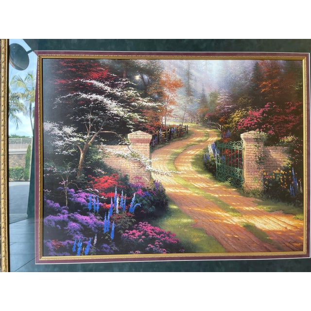 Thomas Kinkade Fine Art Framed Print titled, “Spring Gate”. This artwork is a framed print titled "Spring Gate" by Thomas...