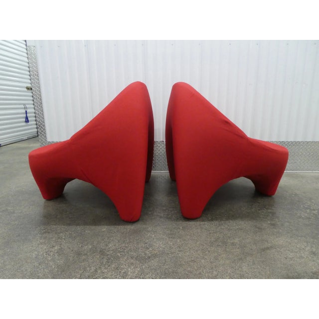 Vintage Fire Engine Red Italian Lounge Chairs - a Pair For Sale In Miami - Image 6 of 13