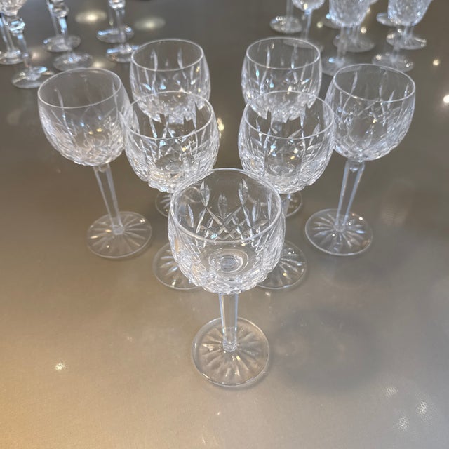 Transparent Waterford Lismore Crystal White Wine Glasses, Set of Seven For Sale - Image 8 of 12