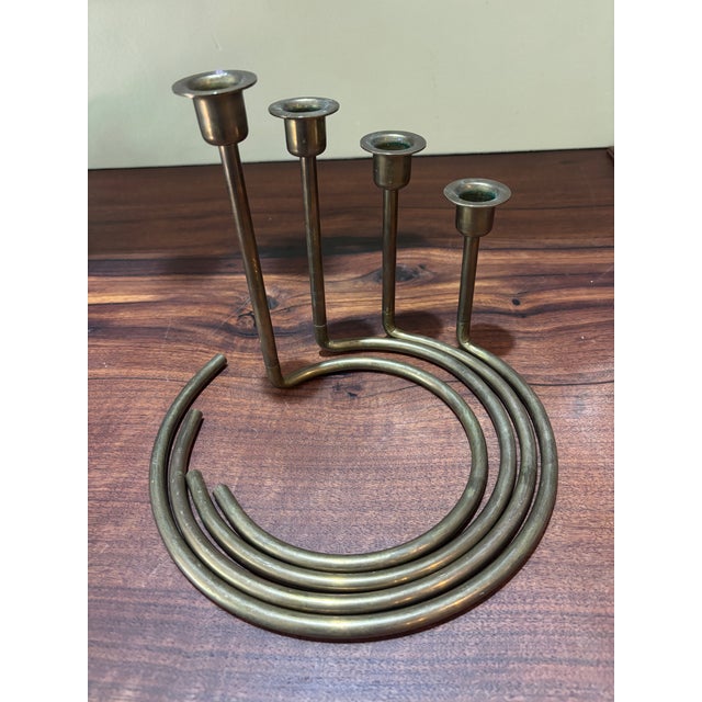 Vintage Set of 4 Brass Graduated Nesting Ring Shaped Candle Holders Circa 1960's For Sale - Image 9 of 9