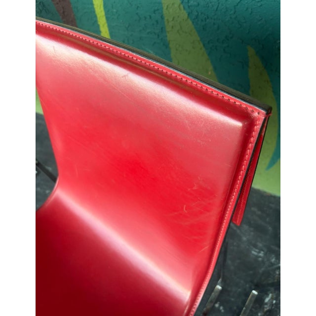 Postmod Italian Leather & Chrome Dining Chairs - 6 For Sale - Image 10 of 13