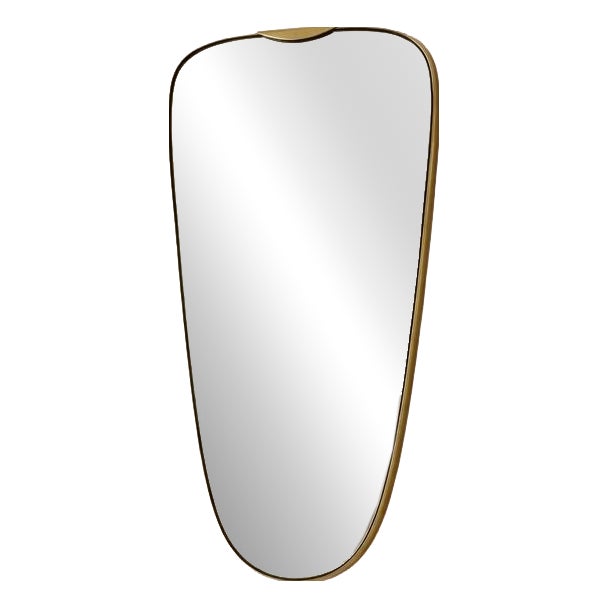 Art Deco Brass Mirror, 1950s For Sale