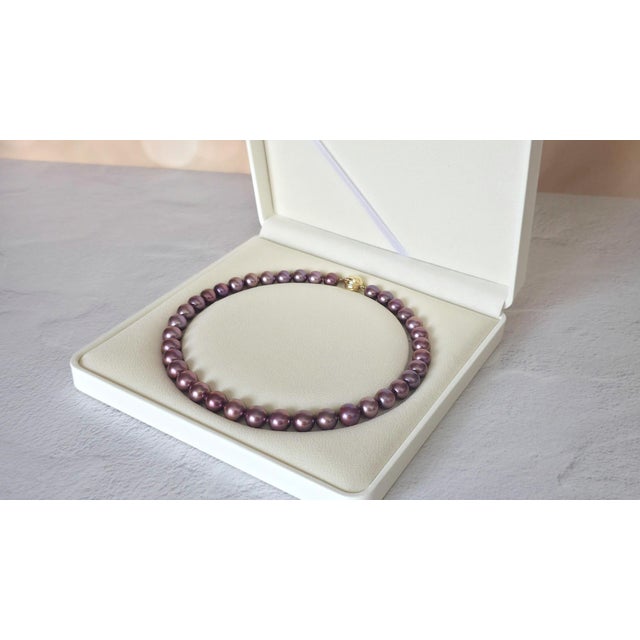 Genuine Edison Freshwater Pearl Necklace With 14k Gold Clasp For Sale - Image 12 of 12