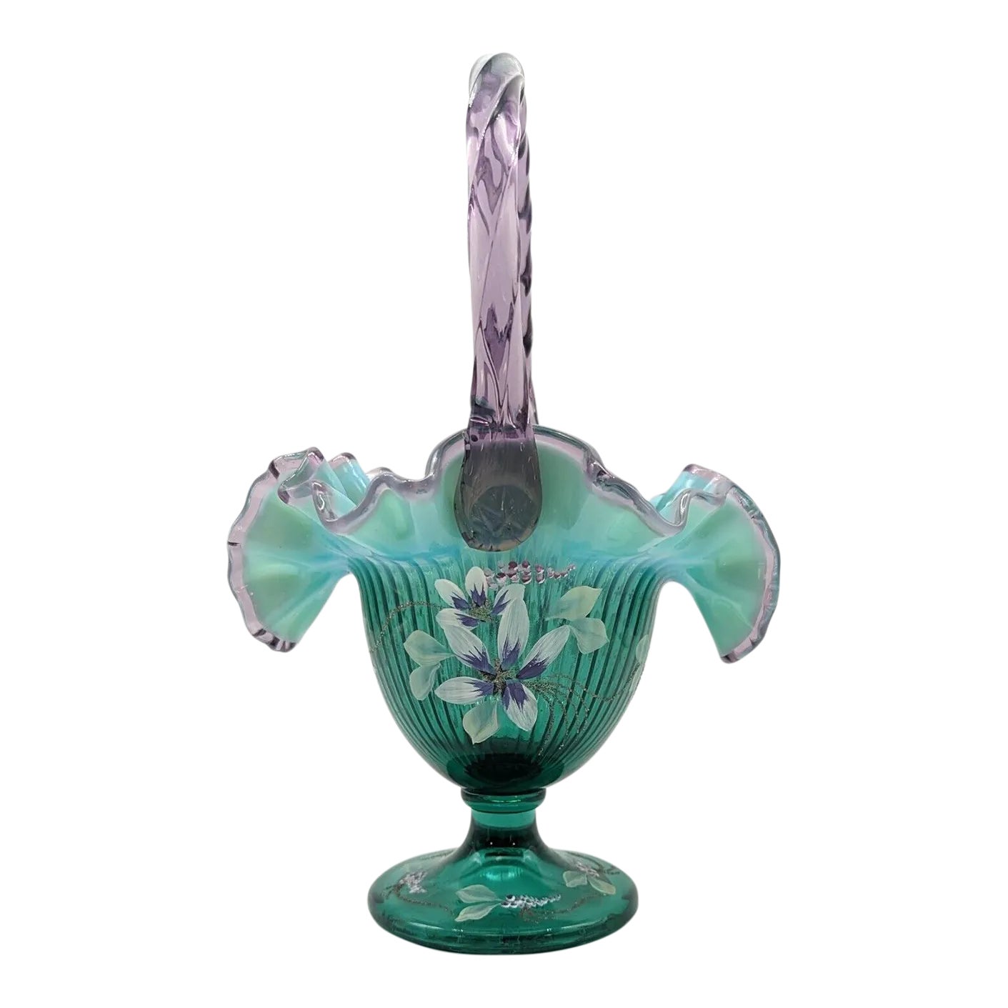 Fenton Glass New Century XXI Teal & Amethyst Dragonfly