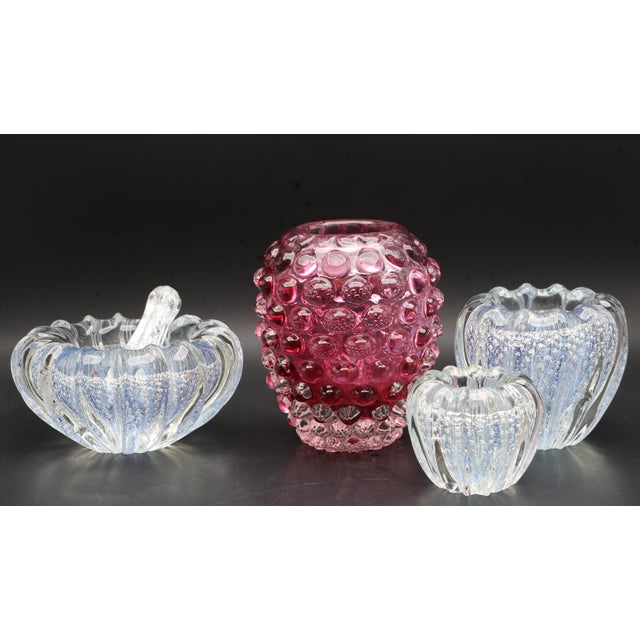 Set of 3 Blue Ercole Barovier "Bullicante" Murano Glass Vase for Barovier & Toso For Sale - Image 13 of 13