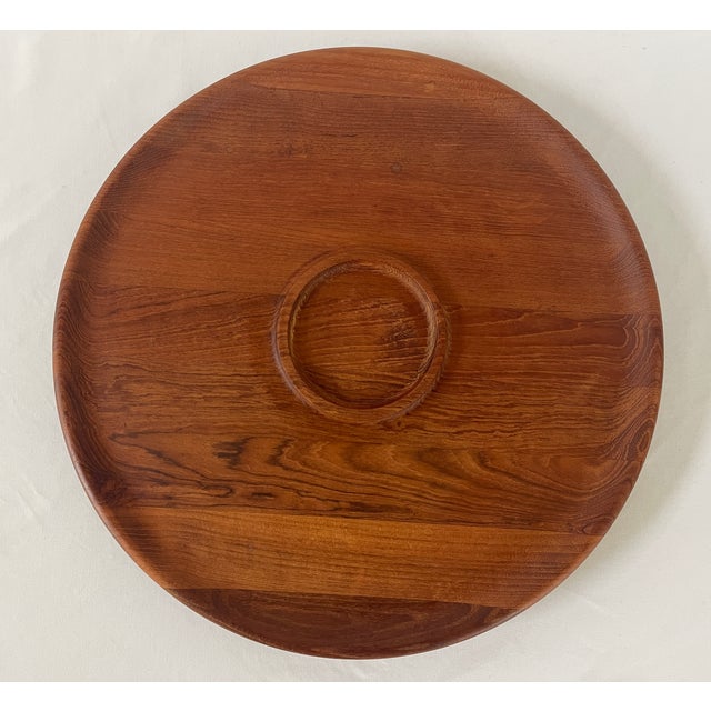 Jens Quistgaard for Dansk Danish design staved teak swivelling lazy Susan tabletop serving centerpiece. Beautiful natural...